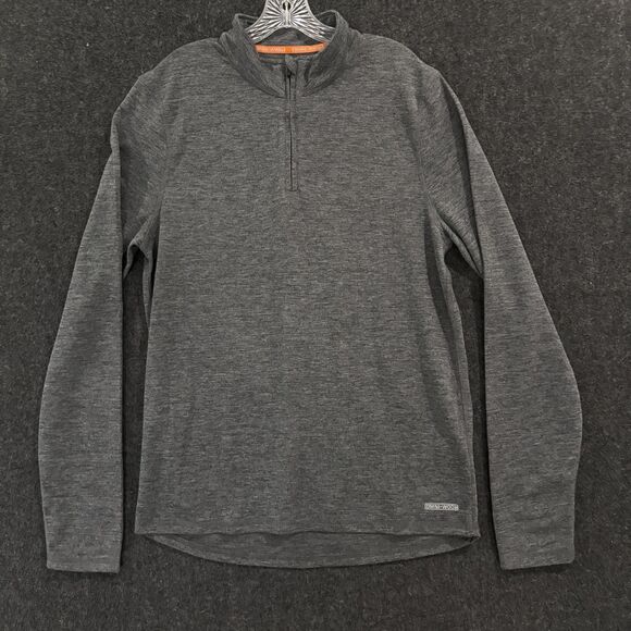 OMNI-WOOL Pullover Men's XL Gray Mock Neck Quarter Zip Base Layer Thumbholes - Picture 1 of 10